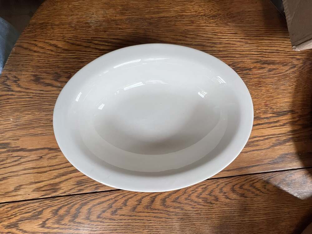Vintage Buffalo China White Oval Serving Bowl